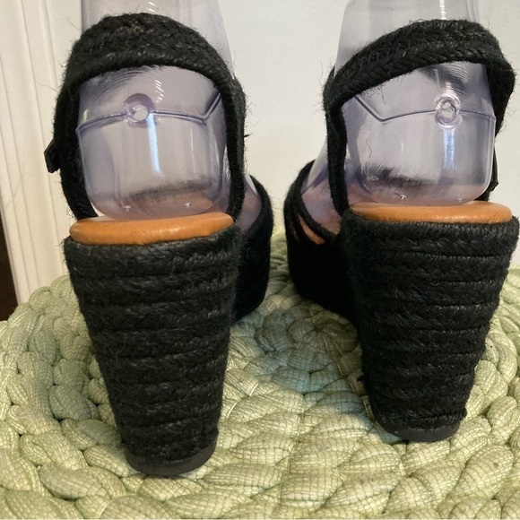 NWOB Sbicca Black Jute Platform Espadrilles Wedge Boho Sandals - Picture 6 of 8
